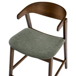 Wyld And Coco Classic Living Set Of 2 Bar Chairs, Brown And Green, Polyester Upholstery, Rubberwood Legs, Retro Traditional Style - thumbnail 6