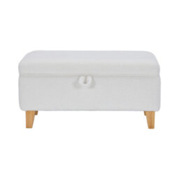 Darphe White Teddy Upholstered Storage Ottoman Footstool - thumbnail 3