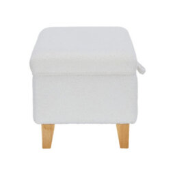 Darphe White Teddy Upholstered Storage Ottoman Footstool - thumbnail 4