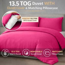 Ameha Duvet 13.5 Tog With Pink Duvet Cover & Matching Pillowcases, Breathable, Bedding Set, Single 135X200Cm - thumbnail 2