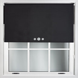 Furnished Blackout Roller Blinds With Triple Round Eyelets & Metal Fittings - Black (W)50Cm (L)210Cm