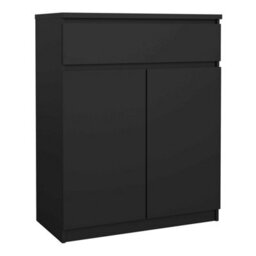 Wyld Haus Budapest Matt Black Wooden Sideboard 1 Drawer 2 Doors Freestanding - thumbnail 4
