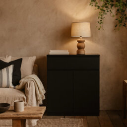 Wyld Haus Budapest Matt Black Wooden Sideboard 1 Drawer 2 Doors Freestanding - thumbnail 3