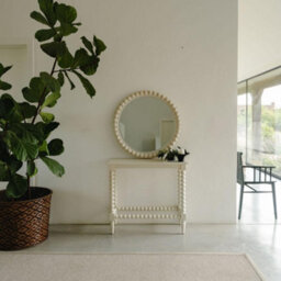 Statement Furniture Cromwell Bobbin Design Console Table In Linen Cream - Small - thumbnail 8