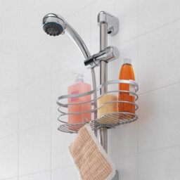 Metaltex Viva Bathroom Shower Caddy With Pole Grip - Silver - thumbnail 2