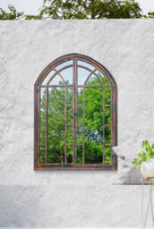Mirroroutlet Chelsea Metal Arch Shaped Decorative Window Opening Garden Mirror 78Cm X 61Cm - thumbnail 2