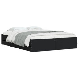 Berkfield Bed Frame With Drawers Without Mattress Black 140X190 Cm - thumbnail 3