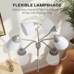 Homcom Tree Floor Lamp With 3 Adjustable Light, Standing Lamp, Silver Tone - thumbnail 6