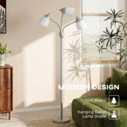 Homcom Tree Floor Lamp With 3 Adjustable Light, Standing Lamp, Silver Tone - thumbnail 5