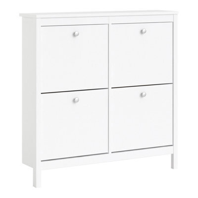 Furniture To Go Madrid Shoe Cabinet 4 Compartments In White - image 1