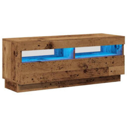 Berkfield Modern Tv Cabinet With Led Lights Old Wood 100X35X40 Cm Engineered Wood