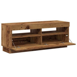 Berkfield Modern Tv Cabinet With Led Lights Old Wood 100X35X40 Cm Engineered Wood - thumbnail 7