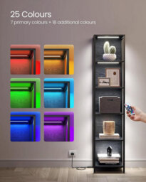 LEDREM 6-Tier Led Bookcase, Bookshelf With Dimmable Lights, Storage Shelf With Steel Frame, Ebony Black Lls121B58 - thumbnail 2