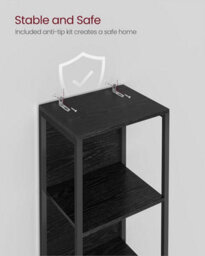 LEDREM 6-Tier Led Bookcase, Bookshelf With Dimmable Lights, Storage Shelf With Steel Frame, Ebony Black Lls121B58 - thumbnail 3