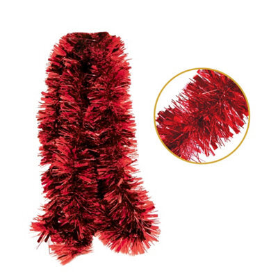 Pack Of 6 2M Christmas Chunky Tinsel - Red - image 1