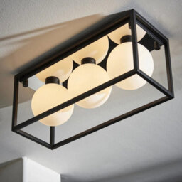 FNX Bathrooms Angular 2 Ip44 Black Framed 3-Light Bathroom Ceiling Light With Opal Glass Orbs For G9 Led Bulbs - thumbnail 5