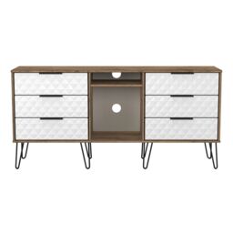 Anzio Ready Assembled Matt Vintage Oak Effect 6 Drawer Sideboard (H)742mm (W)1537mm (D)397mm - thumbnail 2