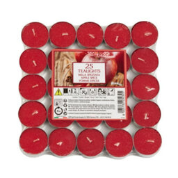 Aladino 4 Hour Tealight Candles - Pack Of 25 - Apple Spice Scented Tealights - Long Lasting Fragranced Candles For Home Décor - thumbnail 1