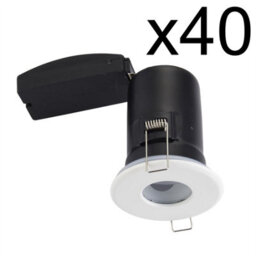 First Choice Lighting Set Of 40 - White Ip65 Bathroom Recessed Fire Rated Downlights - thumbnail 2