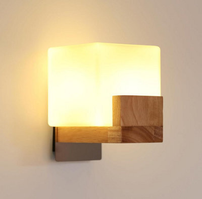 Wall Light Indoor Wood Modern Wall Lamp With Glass Lampshade G9 - image 1