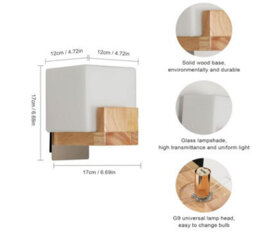 Wall Light Indoor Wood Modern Wall Lamp With Glass Lampshade G9 - thumbnail 2