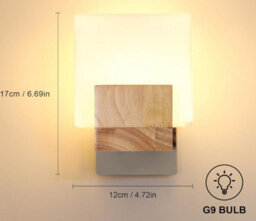 Wall Light Indoor Wood Modern Wall Lamp With Glass Lampshade G9 - thumbnail 3