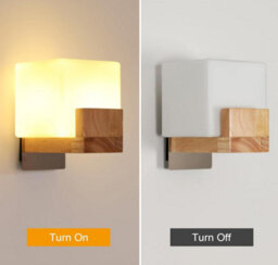 Wall Light Indoor Wood Modern Wall Lamp With Glass Lampshade G9 - thumbnail 6