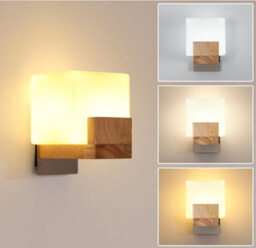 Wall Light Indoor Wood Modern Wall Lamp With Glass Lampshade G9 - thumbnail 4