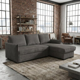 Megan Living Room Corner Sofa Bed With Storage Polyurethane Foam Wave Spring Wooden Frame 220X90X160Cm Grey - thumbnail 2