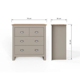 Lancaster 2 2 Drawer Chest Storage Hallway Sideboard Cabinet Lamp Table Grey - thumbnail 5