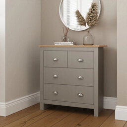 Lancaster 2 2 Drawer Chest Storage Hallway Sideboard Cabinet Lamp Table Grey - thumbnail 2