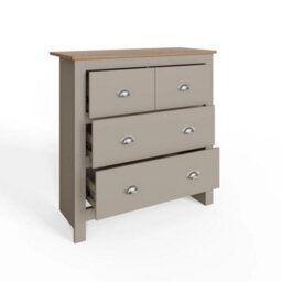 Lancaster 2 2 Drawer Chest Storage Hallway Sideboard Cabinet Lamp Table Grey - thumbnail 4