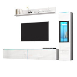 Matteo 3-Piece Modern High Gloss Led Tv Wall Unit Set - White - thumbnail 6