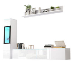 Matteo 3-Piece Modern High Gloss Led Tv Wall Unit Set - White - thumbnail 3