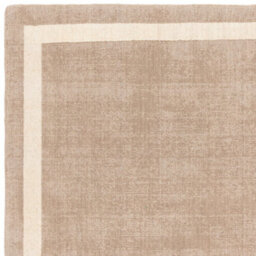 Beige Plain Handmade Bordered 7mm Pile Stain-Resistant Rug For Bedroom, & Dining Room, Plain Wool Rug-120Cm X 170Cm - thumbnail 3