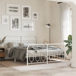 Berkfield Metal Bed Frame Without Mattress With Footboard White 150X200Cm