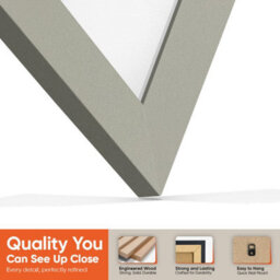 "AK Frames 25X17"" Light Grey Modern Vinyl Record Frame With White Mount For 12 Inch Lp Cover & Disc - Overlapped Design" - thumbnail 3