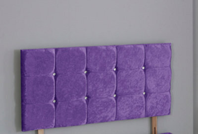 Comfy Deluxe 6Ft Superking 20Inch Purple Crush Velvet  Cube Headboard