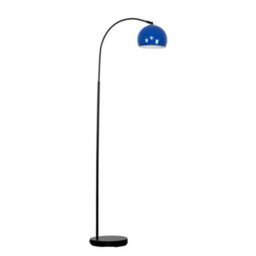 Valuelights Designer Style Black Stem Floor Lamp With Navy Blue Arco Style Metal Dome Light Shade With Led Gls Bulb In Warm White - thumbnail 1