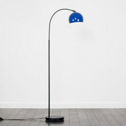 Valuelights Designer Style Black Stem Floor Lamp With Navy Blue Arco Style Metal Dome Light Shade With Led Gls Bulb In Warm White - thumbnail 2
