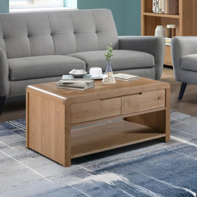 Julian Bowen Curve Rectangular Coffee Table - Oak