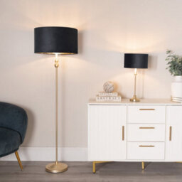 Valuelights Maggie Gold Candlestick Floor Lamp With Black Velvet With Gold Inner Lamp Shade And Led Bulb - thumbnail 3