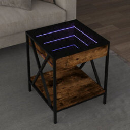 Berkfield Coffee Table With Infinity Led Smoked Oak 40X40X49 Cm - thumbnail 1