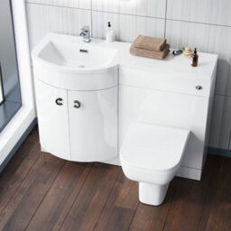 Nes Home 1100mm P Shaped Lh White Vanity Basin Cabinet Wc Unit And Rimless Btw Toilet - thumbnail 3