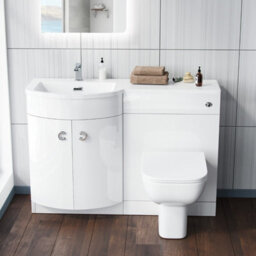 Nes Home 1100mm P Shaped Lh White Vanity Basin Cabinet Wc Unit And Rimless Btw Toilet - thumbnail 2