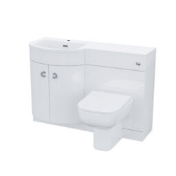 Nes Home 1100mm P Shaped Lh White Vanity Basin Cabinet Wc Unit And Rimless Btw Toilet - thumbnail 4