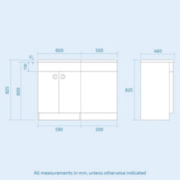 Nes Home 1100mm P Shaped Lh White Vanity Basin Cabinet Wc Unit And Rimless Btw Toilet - thumbnail 6