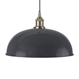 Slate Grey Worcester Painted Dome Pendant Light With Brushed Chrome Lamp Holder And Grey Twisted Cable - Se Home - thumbnail 1