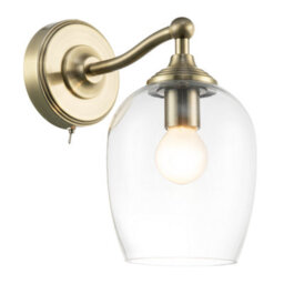 Happy Homewares Traditional Wall Light Fitting In Antique Brass With Clear Glass Shade - thumbnail 2