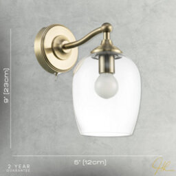 Happy Homewares Traditional Wall Light Fitting In Antique Brass With Clear Glass Shade - thumbnail 7